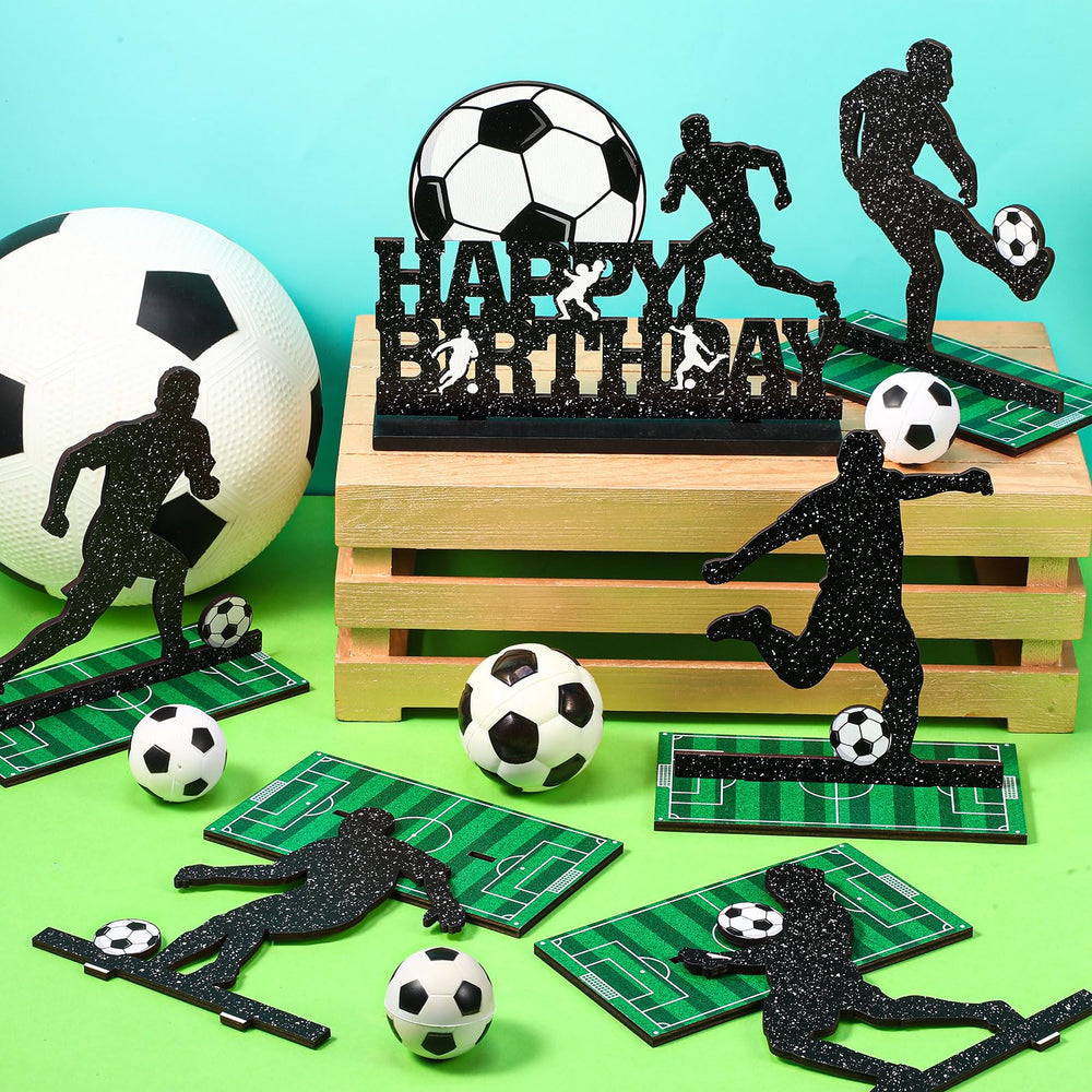 Geetery soccer silhouette centerpiece in stance 4 complements sports-themed celebrations.