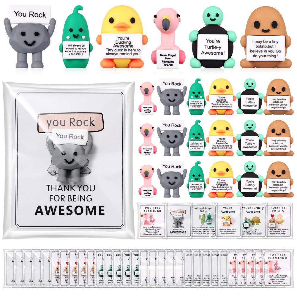 Gejoy positive mini figurines collection, smiling rubber figures for desk motivation