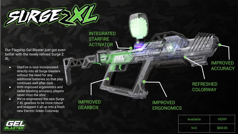 Gel Blaster Surge XL 2 night glow battle in dim yard