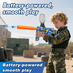 GELGLOCK automatic splatter ball blaster in action shot for rapid backyard skirmishes