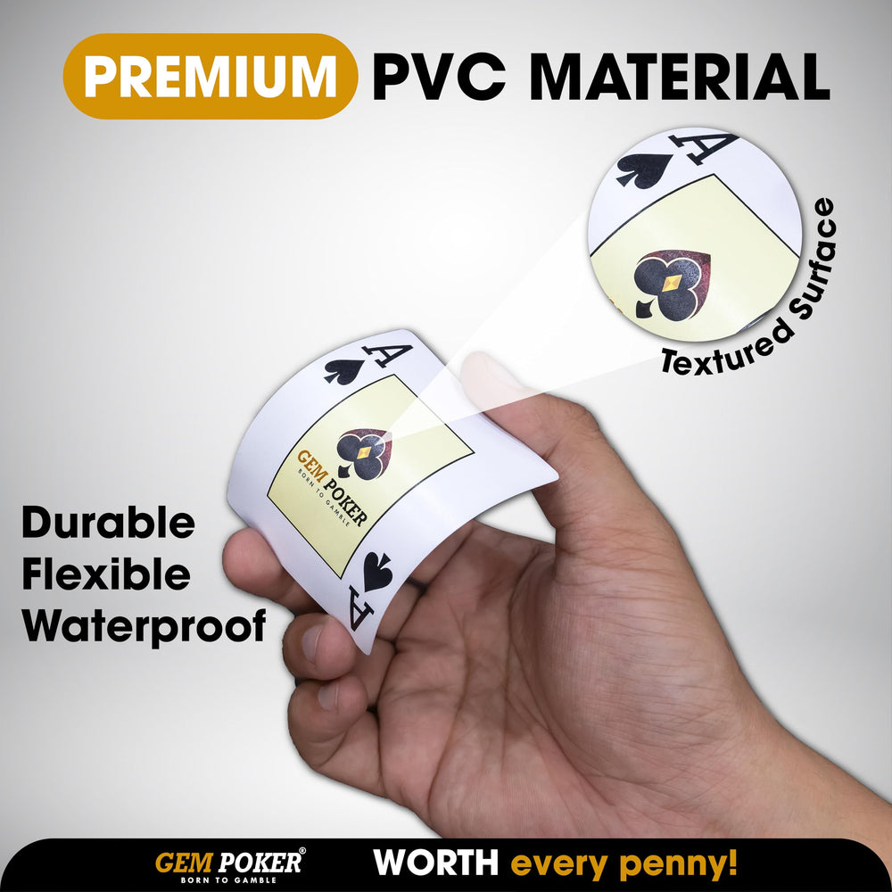 GEM POKER deck in hand demonstrates smooth, precise shuffle action.