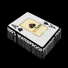 GEM POKER waterproof PVC cards spread for quick wipe-down after play.