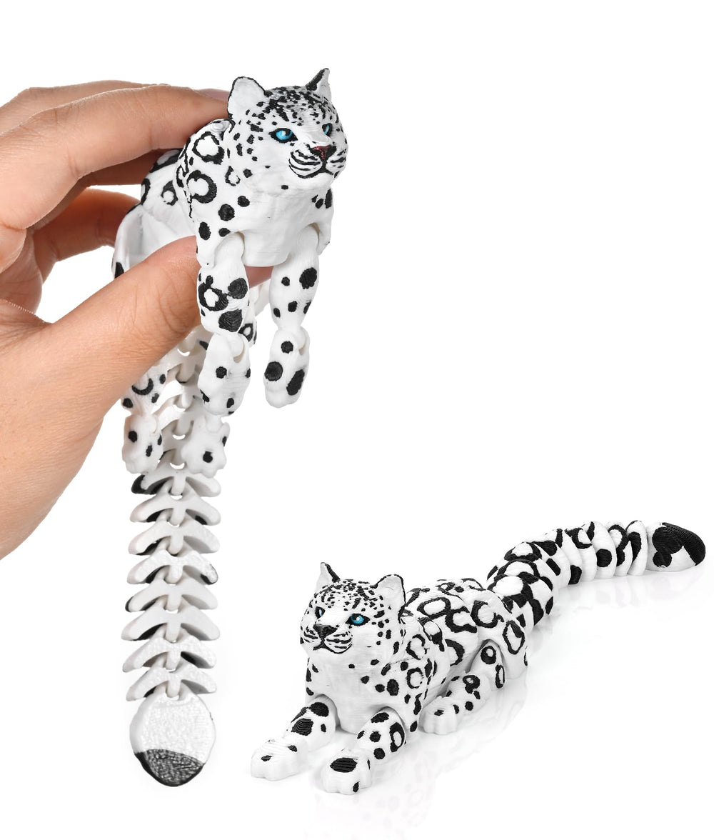 GemmiCho snow leopard articulated figure with movable joints for dynamic posing.