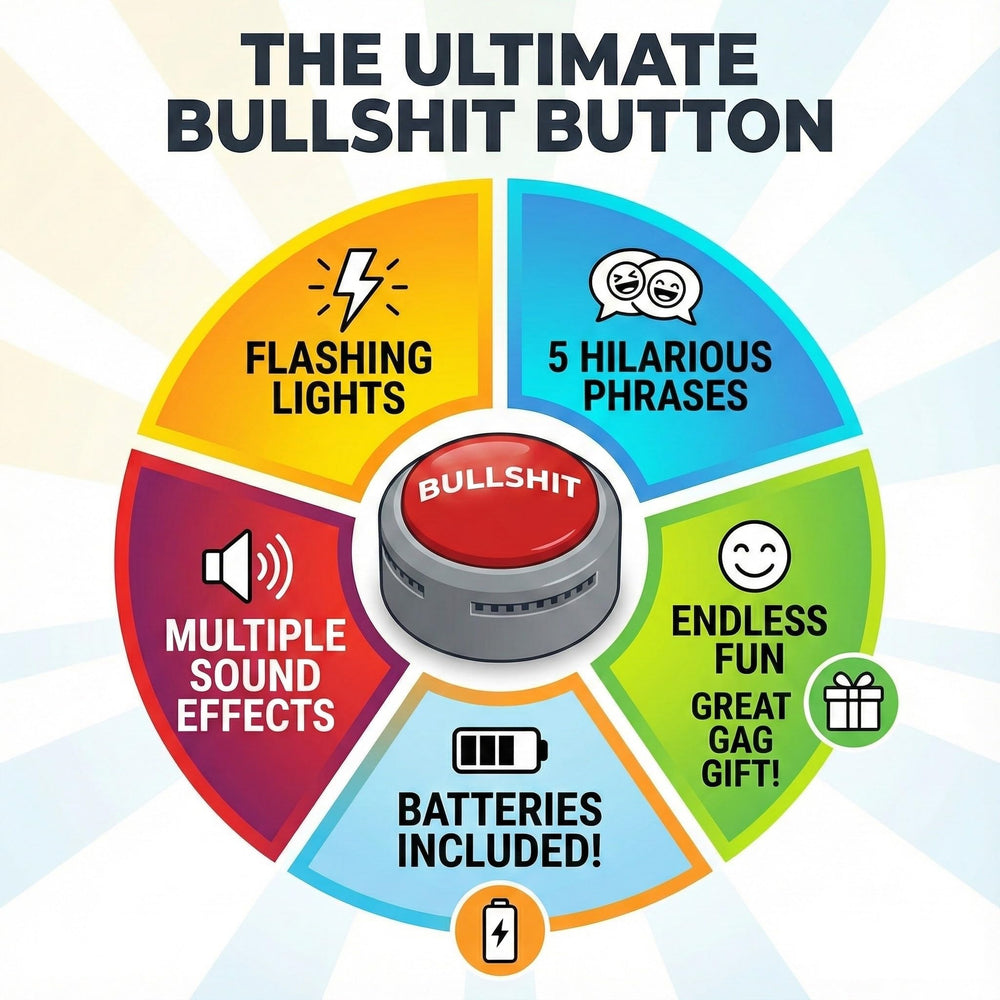 Gemmy Bullshit Button with siren and lights for playful office pranks.