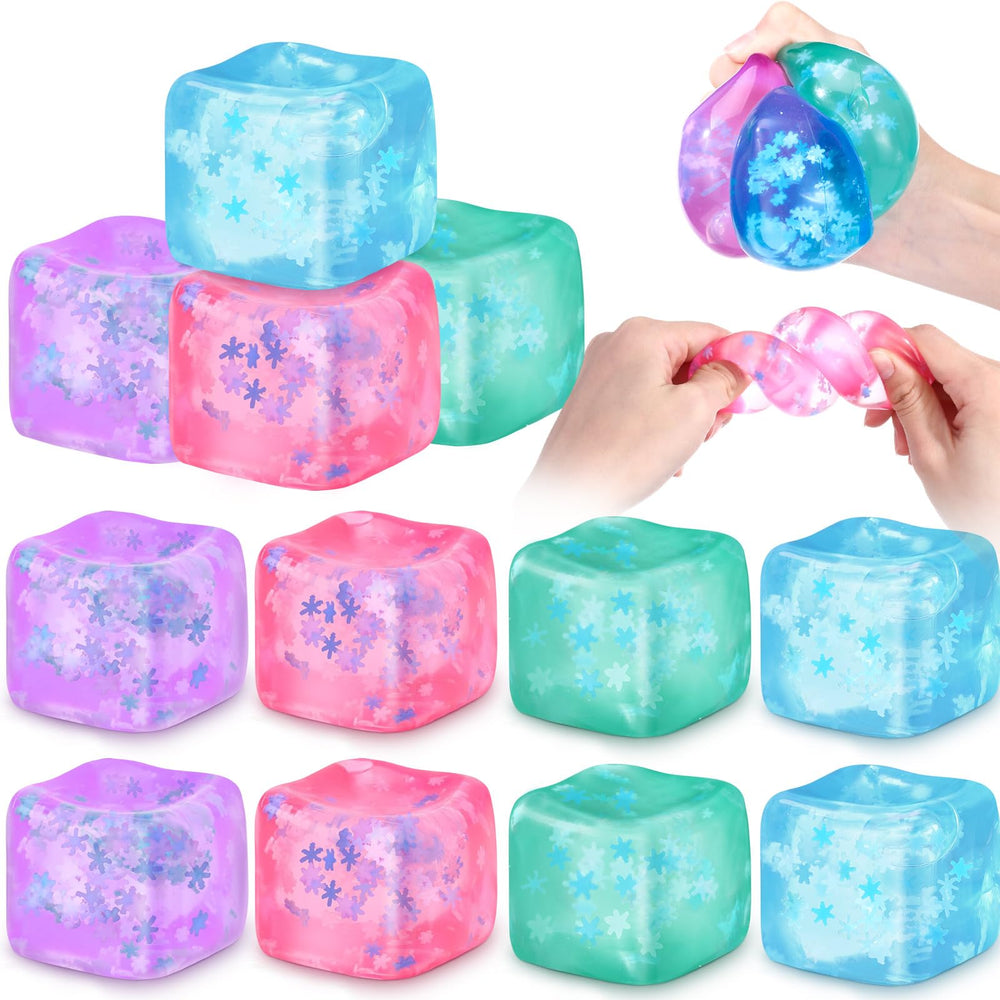 Gemscream blue stress cube with snowflakes for mood lift