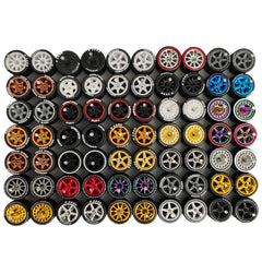 Generic 1:64 rubber wheel with logo offers authentic texture for customized diecast cars.