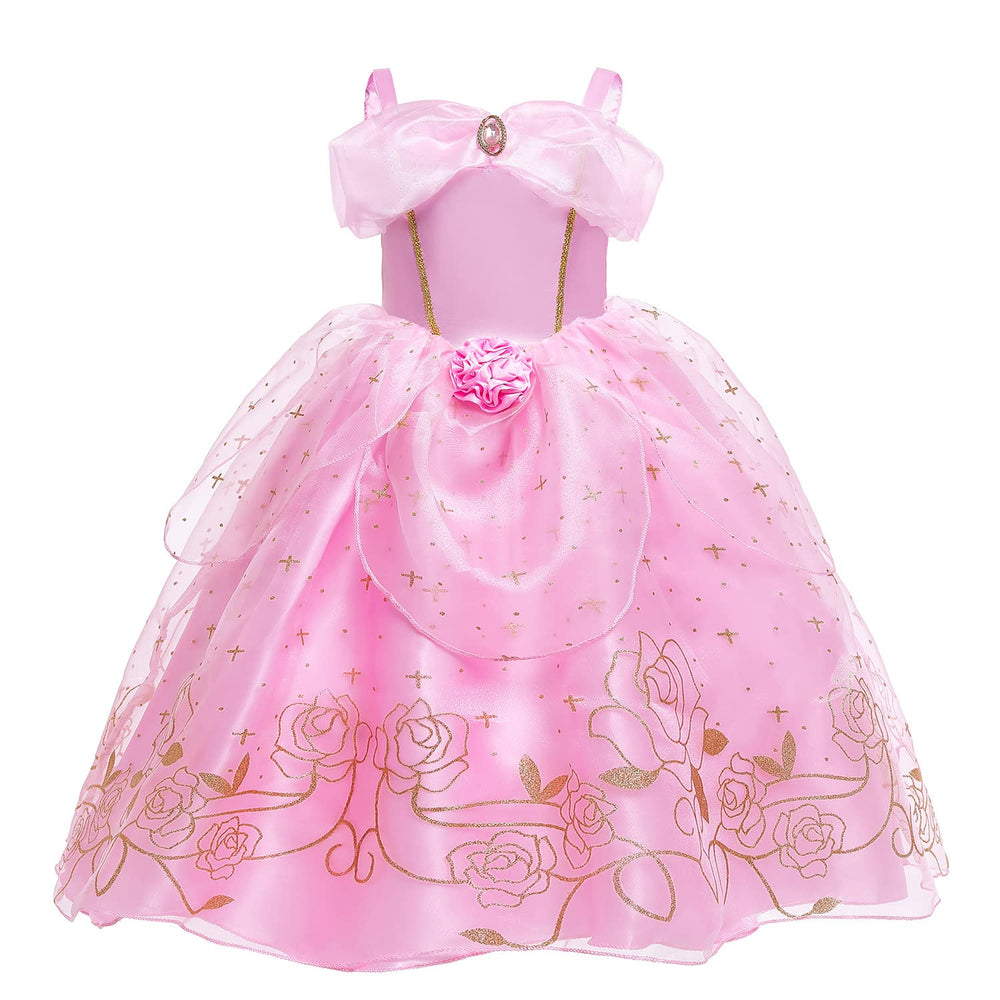 Generic Aurora Princess dress back view showing fluffy multi-layer skirt for twirls.