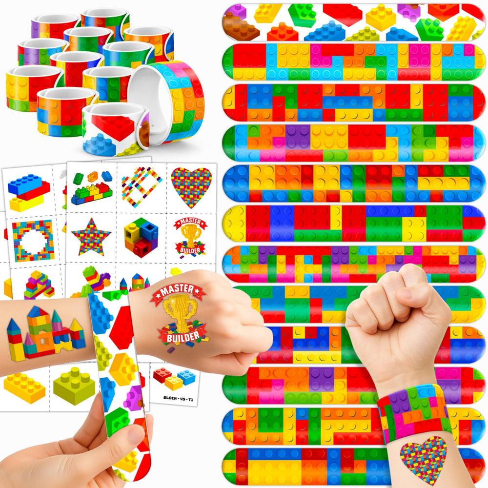 Generic Building Block Party Favors red slap bracelet adds playful style to kids' parties.