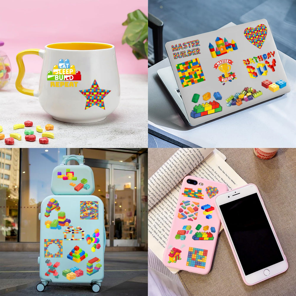 Generic Building Block Party Favors variety tattoos for rewards and craft stations.