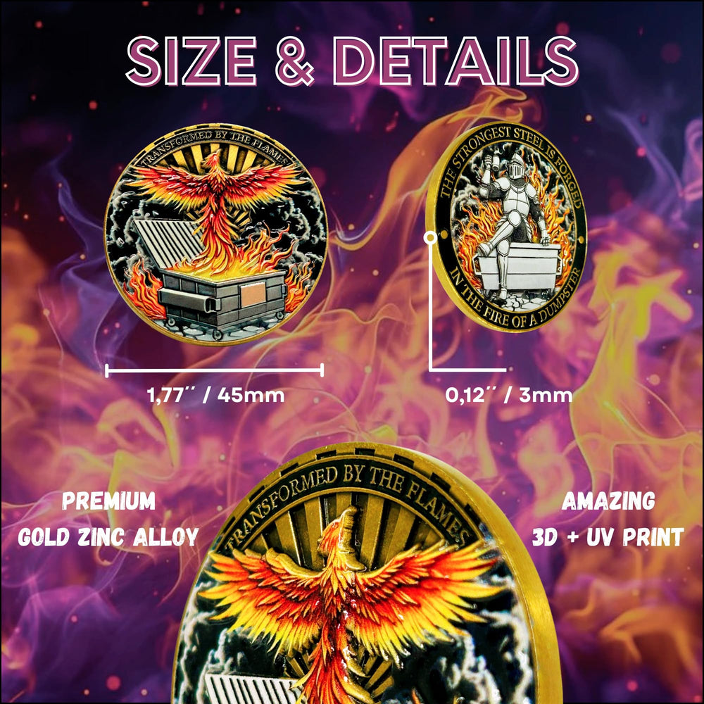 Generic Dumpster Fire Coin shows a calm knight, ideal for pocket motivation.