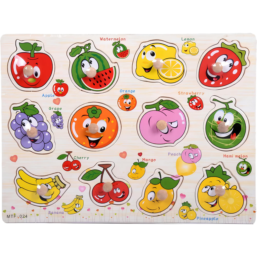 Generic Fruits Puzzle Wooden blocks for toddlers support early learning and color recognition.