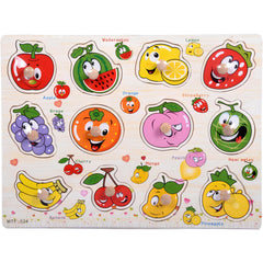 Generic Fruits Puzzle Wooden blocks for toddlers support early learning and color recognition.