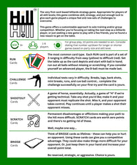 Generic Hill Hill table with cards illustrating table setup and run-out planning.