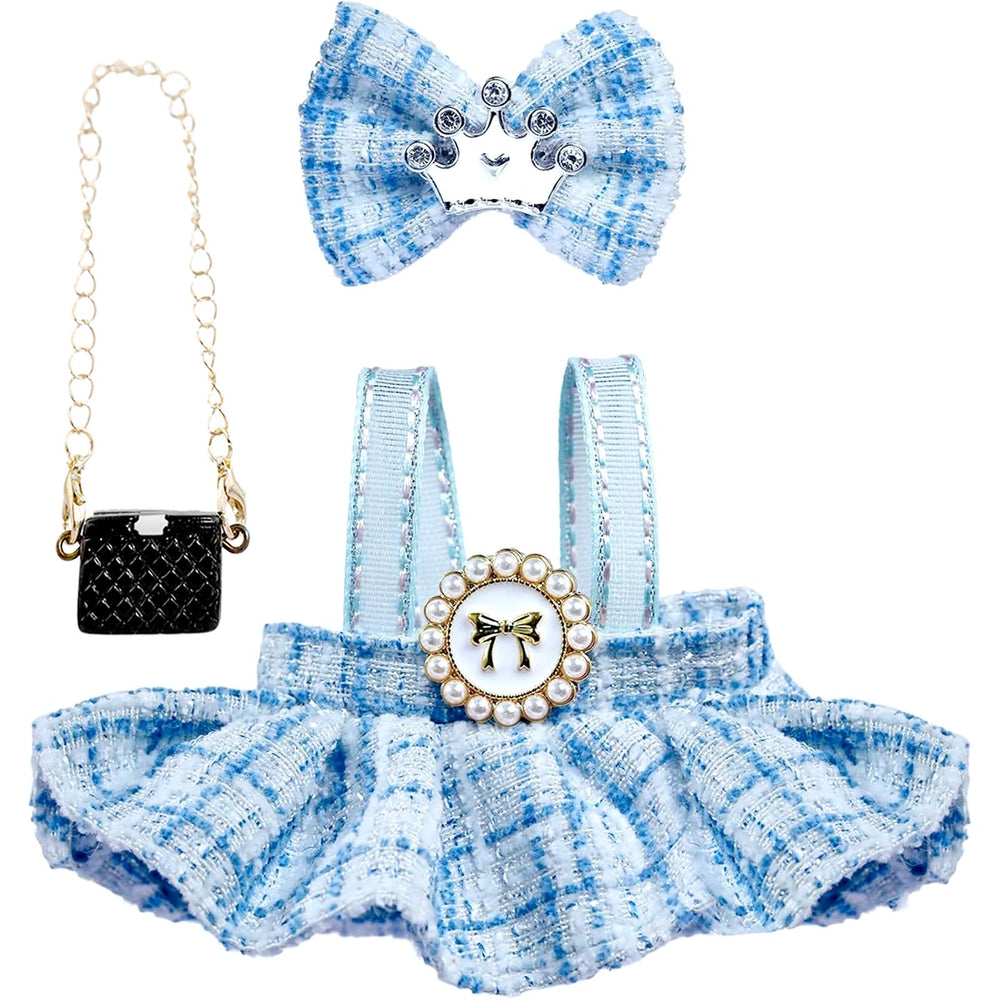 Generic Labubu dress and bow set for 17cm dolls, easy dress-up play