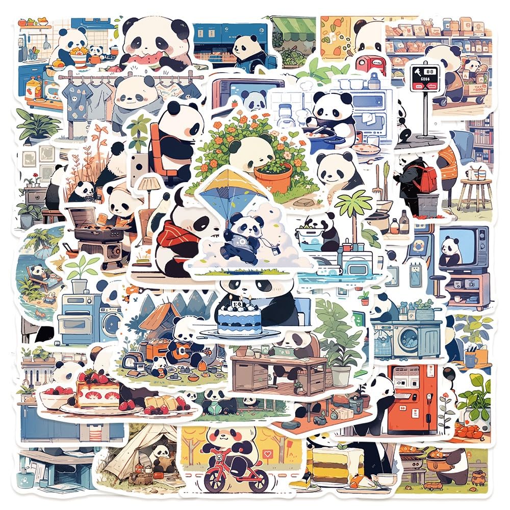 Generic Panda graffiti stickers on a guitar spark colorful customization.