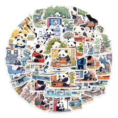 Generic Panda graffiti stickers on a laptop add a playful, personalized look.