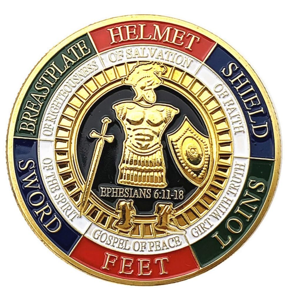 Generic Put on The Whole Armor of God coin back view showing full iconography