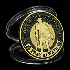 Generic Put on The Whole Armor of God coin vivid enamel colors highlight craftsmanship