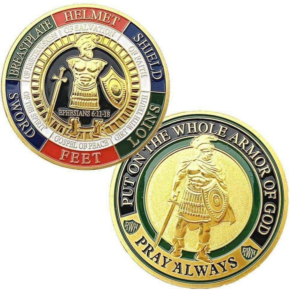 Generic Put on The Whole Armor of God coin packaging with transparent case for protection