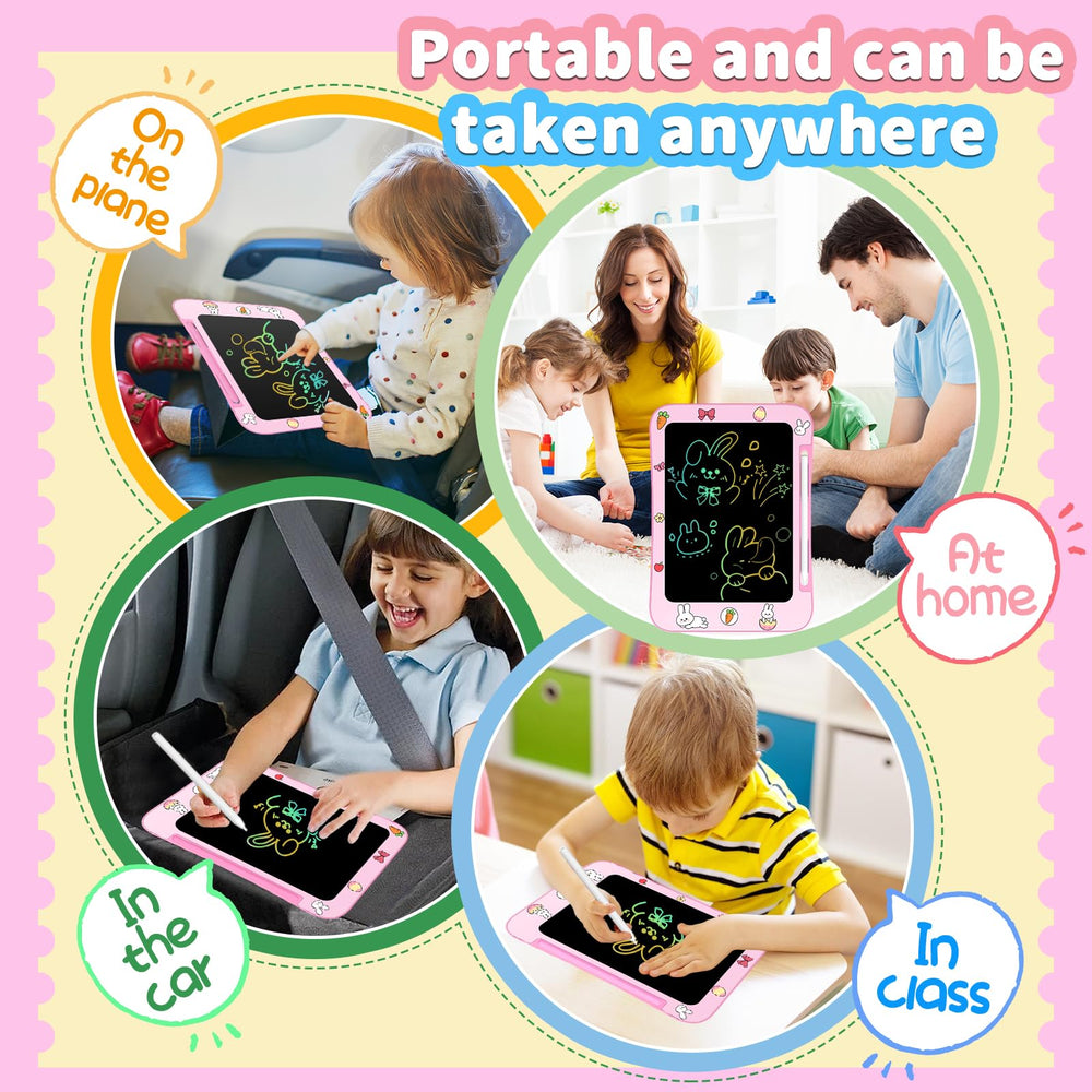Genialba Portable rabbit LCD tablet fits easily in a school bag for travel.