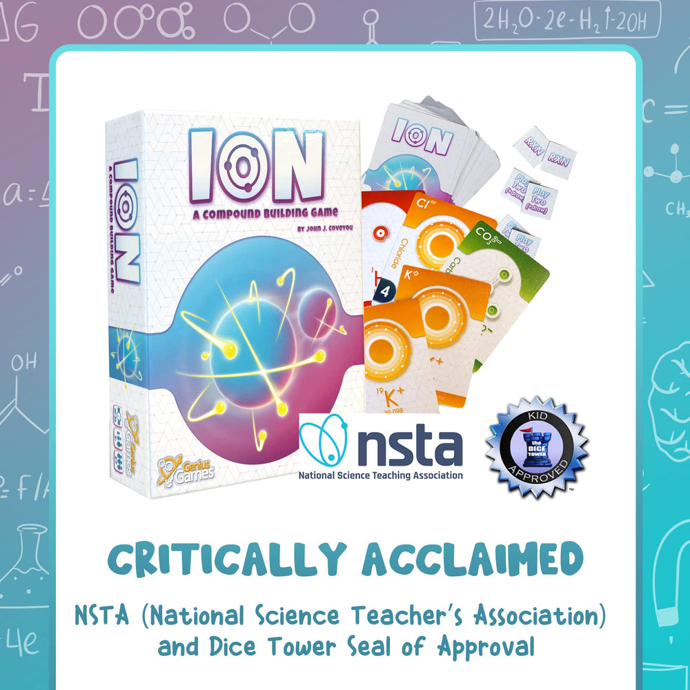 Genius Games Ion science behind booklet explaining mechanics