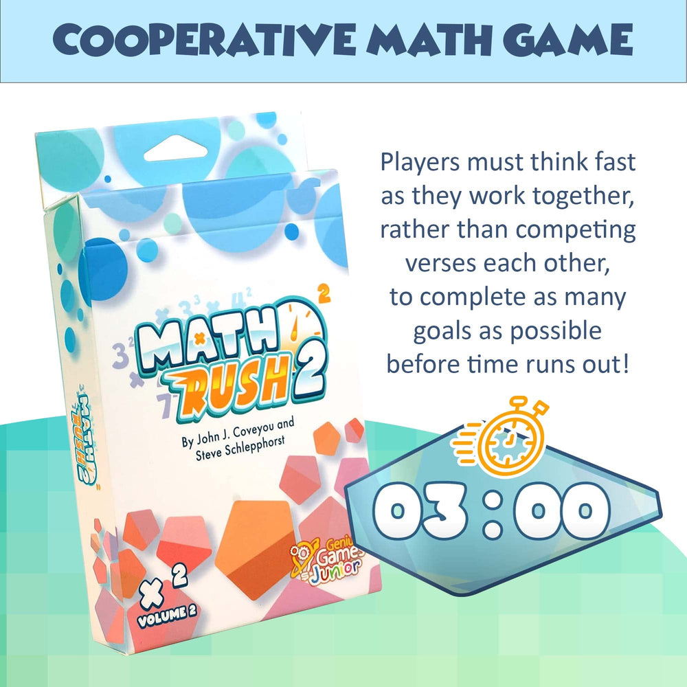 Genius Games Math Rush 2 time-based challenge improves speed.