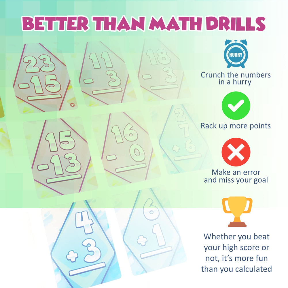 Volume 1 pack contents of Math Rush with addition/subtraction cards