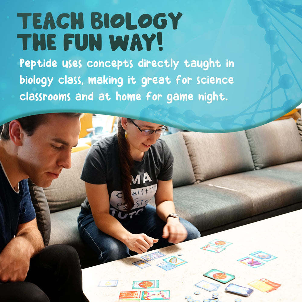Genius Games Peptide players draft cards to optimize their strand.