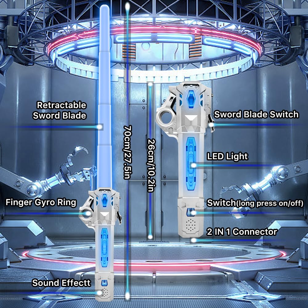 Genqiang seven-color LED saber offers vibrant visuals for parties and costumes.