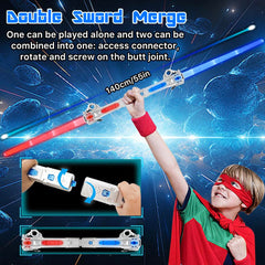 Genqiang dual swords connect to form a 55-inch battle blade for two-player action.