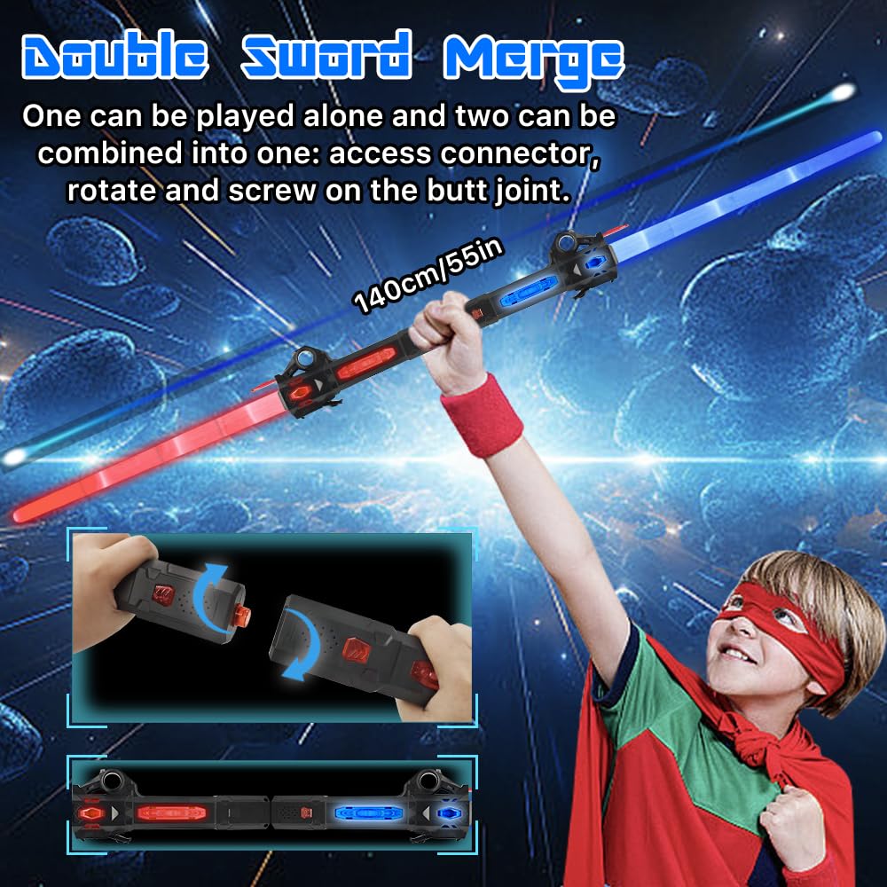 Genqiang light-up sword dual-saber connector enables dramatic two-sword duels.