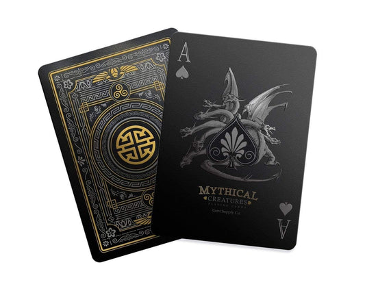 GENT SUPPLY CO Mythical Creatures Playing Cards front view, durable PVC deck ideal for travel and game nights.
