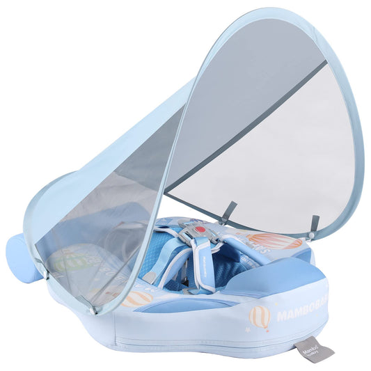 GENTEACO Mambobaby blue float with canopy for safe, supervised pool play.