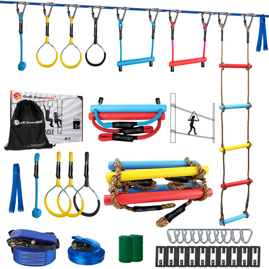 Gentle Booms Sports Ninja Warrior slackline setup enhances backyard play and balance