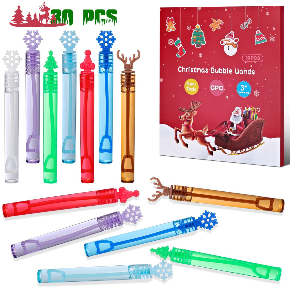 Genuvi Christmas bubble wand with ornament tops for kids' holiday play