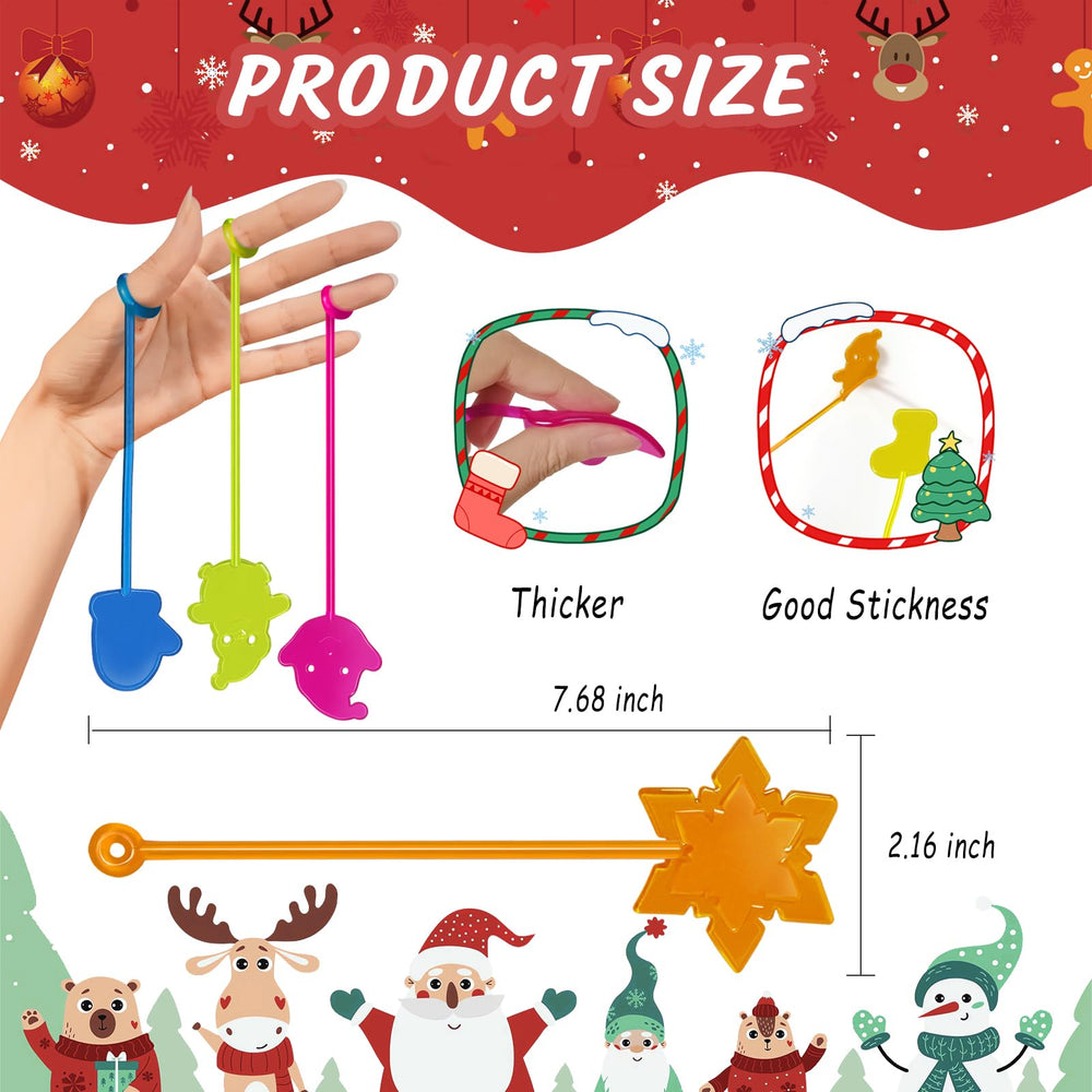 Genuvi Christmas Sticky Hands characters featuring festive shapes for classroom and party décor