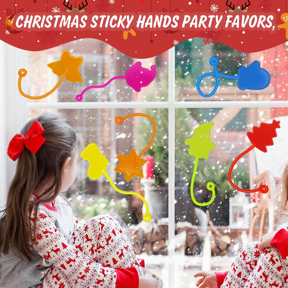 Genuvi sticky hands tossed across ceilings and walls for playful holiday activities