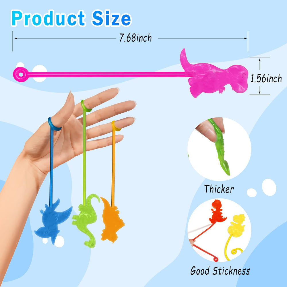 Genuvi Dinosaur Sticky Hands party favors, easy to grip and toss for playful classroom activities.