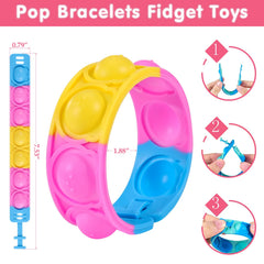 Genuvi pop bracelet in vibrant colors, lightweight design ideal for party favors and school prizes.