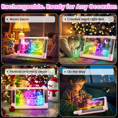 Geokay LED board showing 9 neon color modes for vibrant artwork.