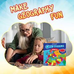 Geotoys GeoPuzzle large and small pieces, easy handling for young learners.