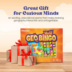 Geotoys GeoBingo world map visuals support global awareness.