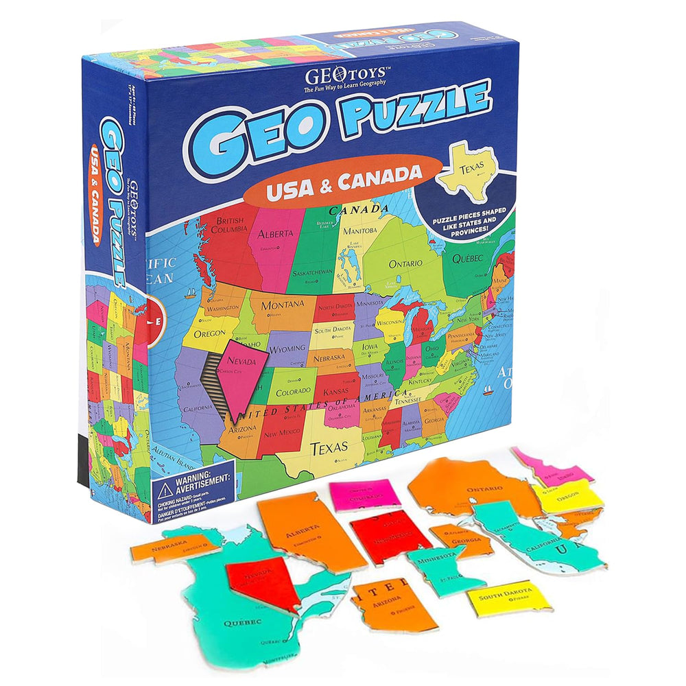 GeoToys GeoPuzzle USA Canada map with 69 pieces for geography learning fun
