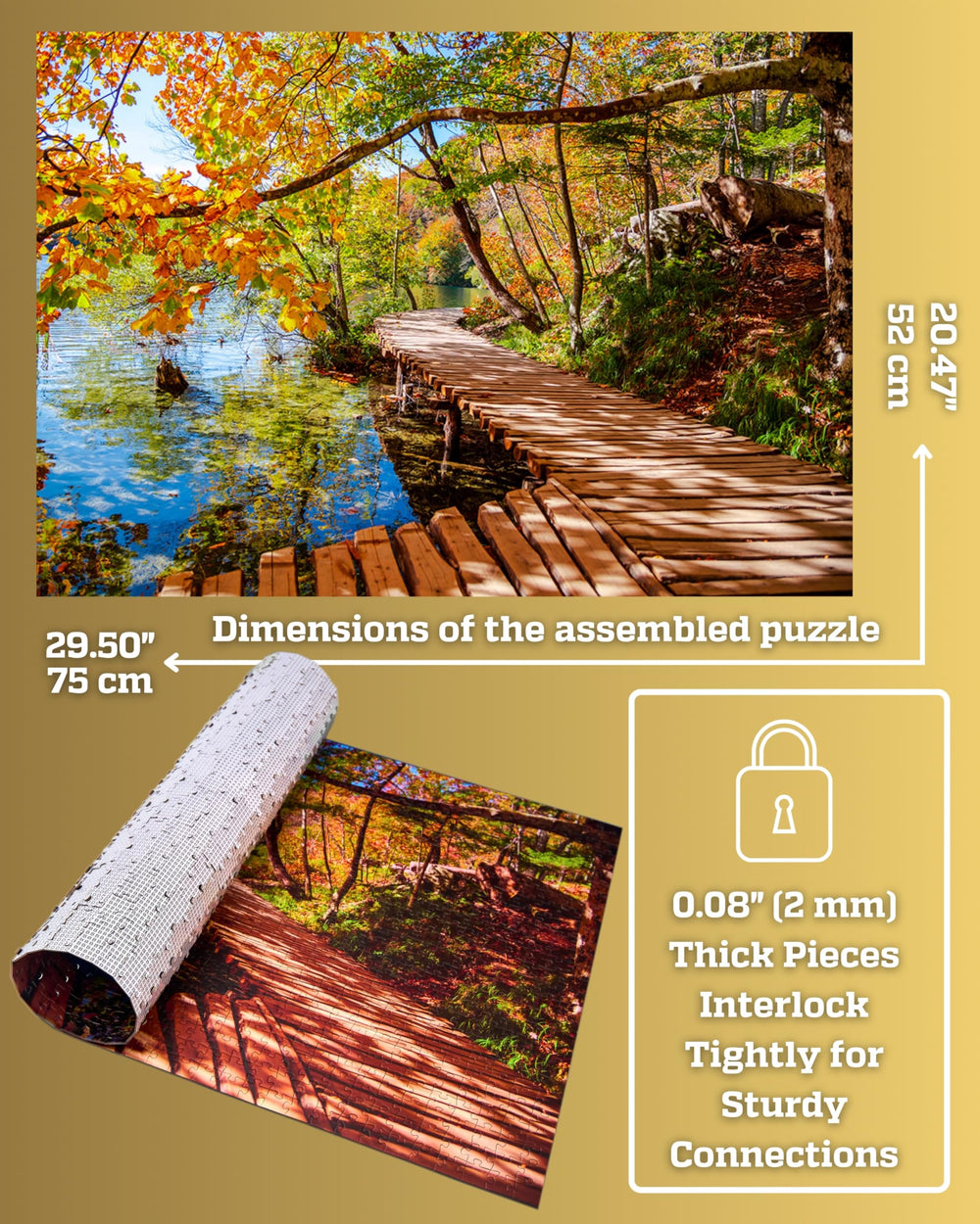 Gerjato autumn forest trail puzzle scene, cozy autumn solving ambiance