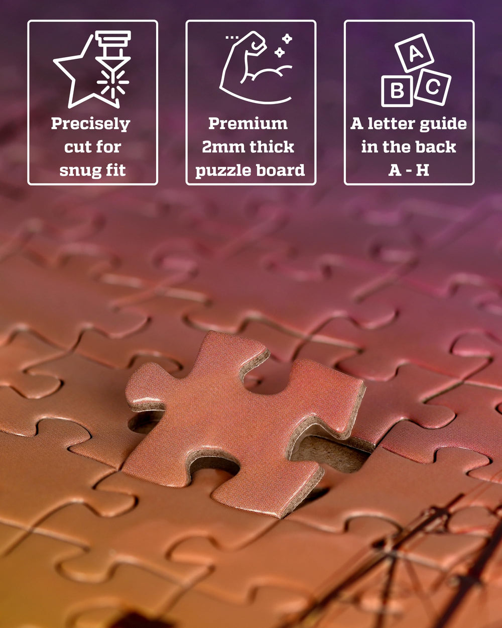 Gerjato interlocking puzzle pieces image shows precise edges for smooth assembly.
