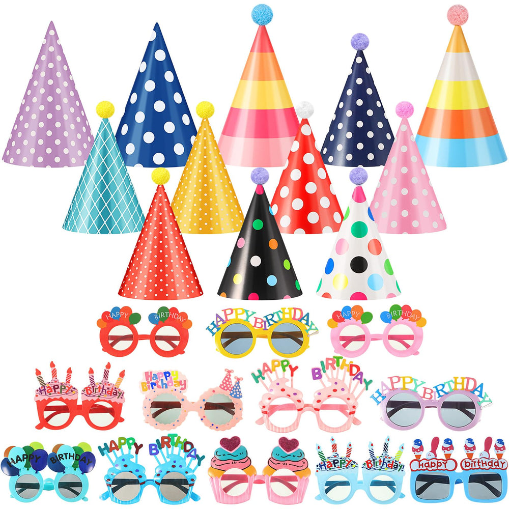 Gersoniel dot style cone hats for festive photos and group celebrations