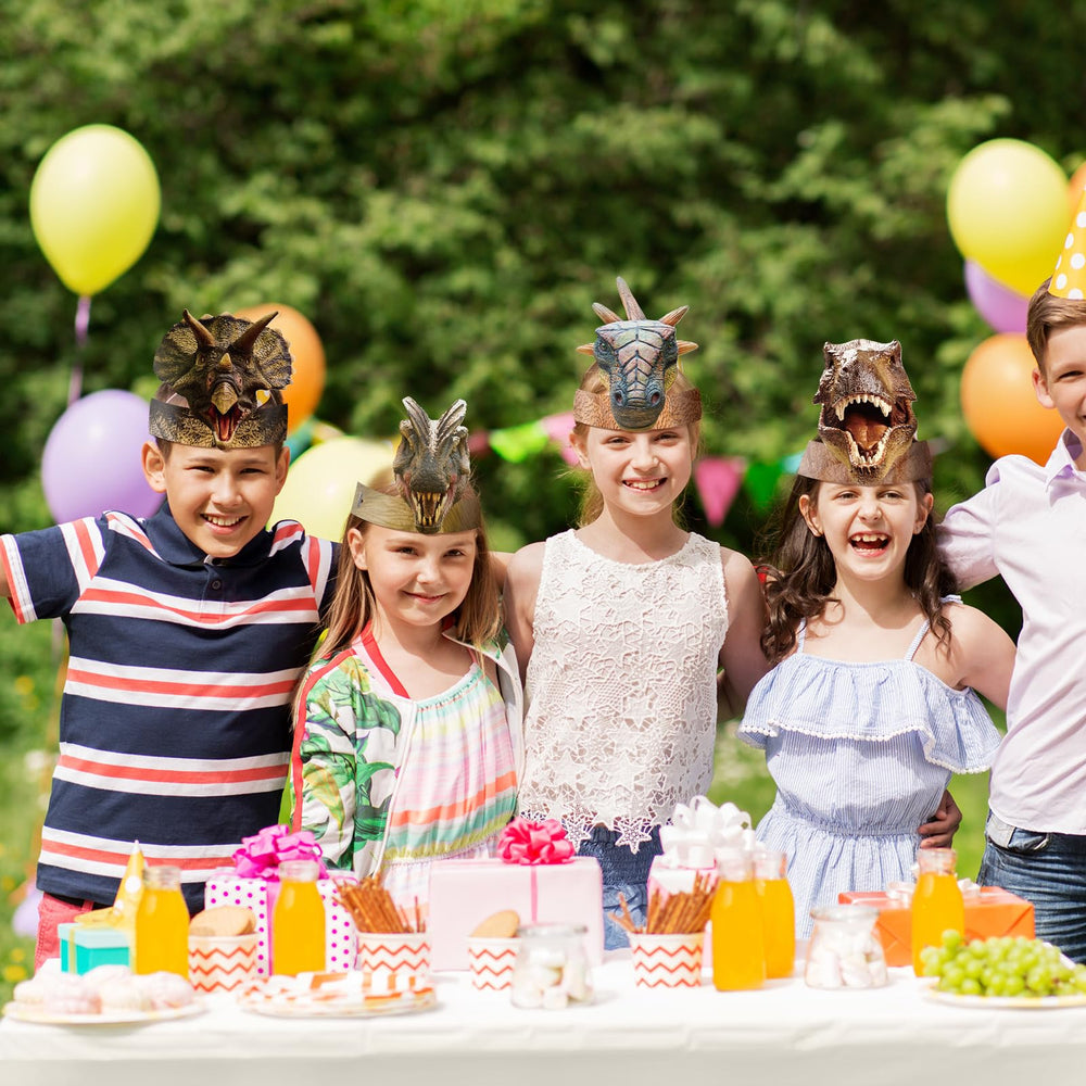 Gersoniel dinosaur crowns close-up showing bright colors and glitter