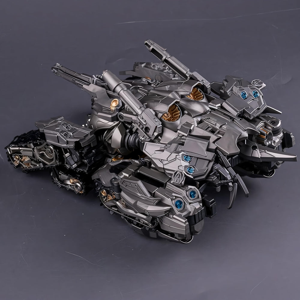 GERYNS deformation toy size reference showing 10-inch tank and 11.8-inch robot