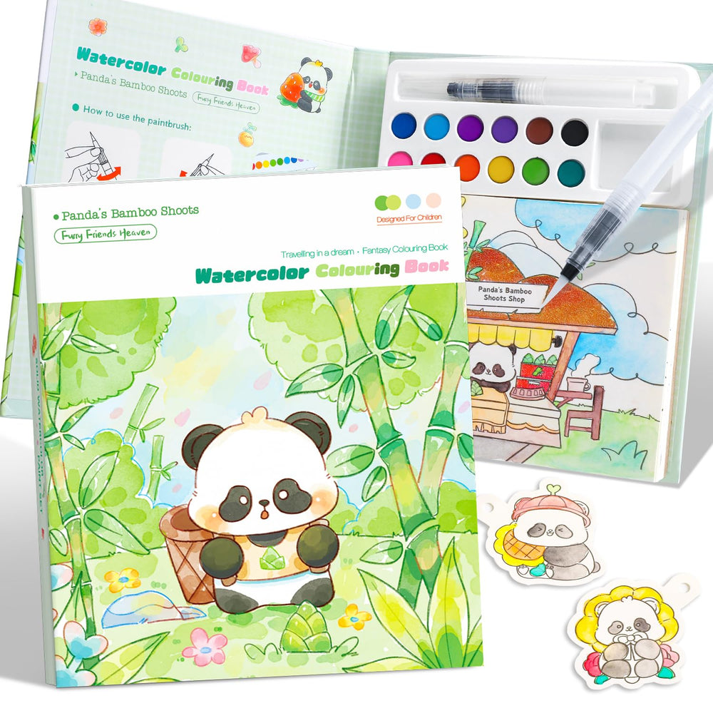 gesboole Panda paint with water kit setup for mess-free coloring
