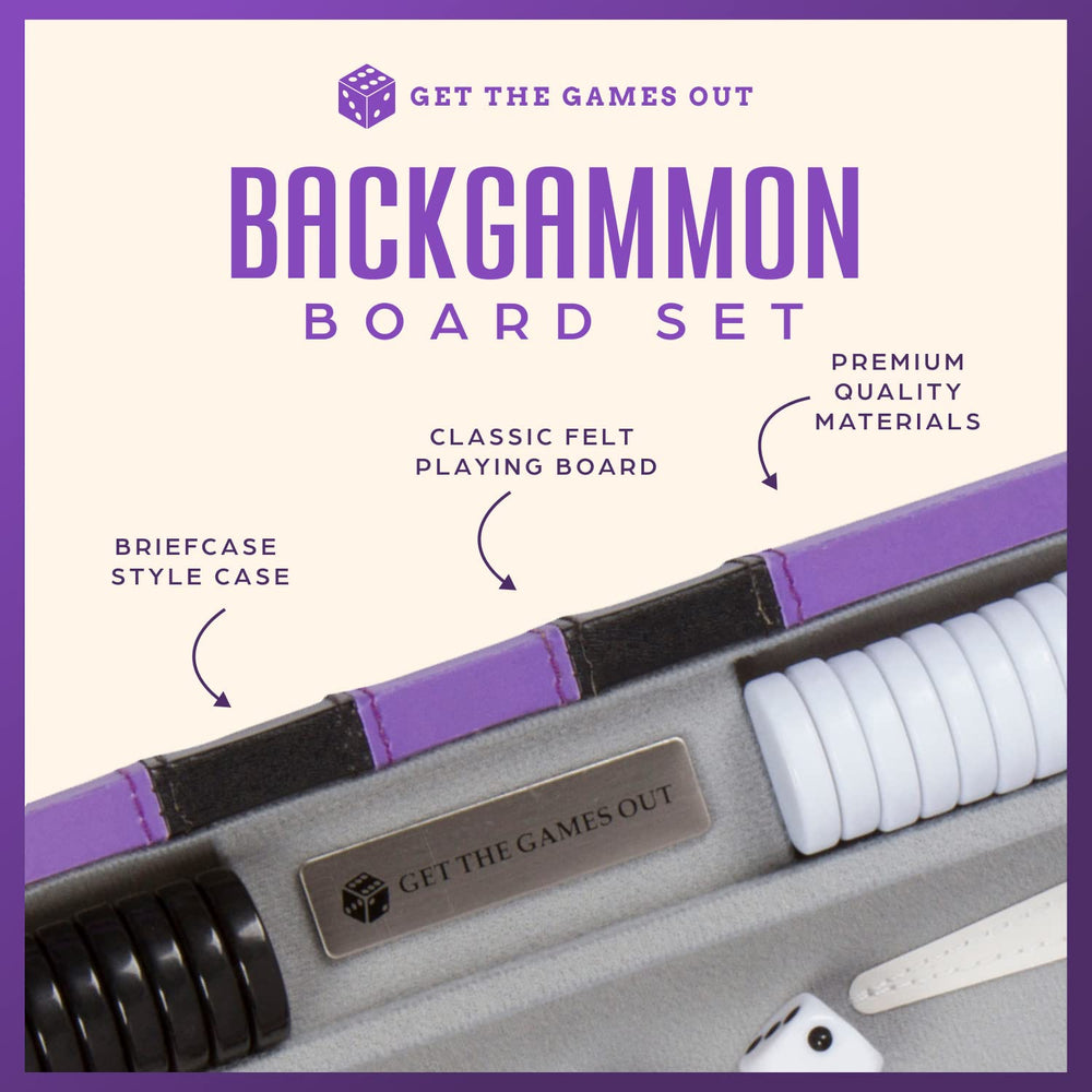 Get The Games Out backgammon board large interior with felt for smooth play